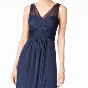 Adriana Papel Ruched Embellished Gown